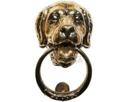 Anatolica Dog Door knocker, Solid Brass, 7.9 inches, Labrador Retriever Head, Front Door Ornament, Unlacquered Finish