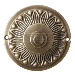Anatolica Brass Wired Doorbell Button,Ornate Round Vintage Design, Hardwired Push Button for Traditional Door Chimes