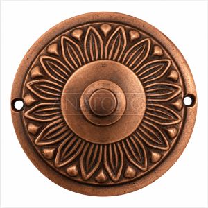 Anatolica Brass Wired Doorbell Button,Ornate Round Vintage Design, Hardwired Push Button for Traditional Door Chimes