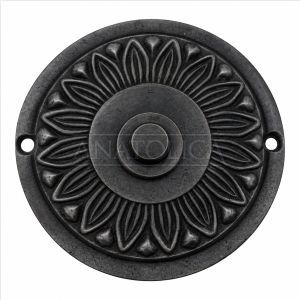 Anatolica Brass Wired Doorbell Button,Ornate Round Vintage Design, Hardwired Push Button for Traditional Door Chimes