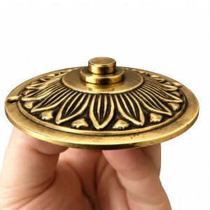 Anatolica Brass Wired Doorbell Button,Ornate Round Vintage Design, Hardwired Push Button for Traditional Door Chimes