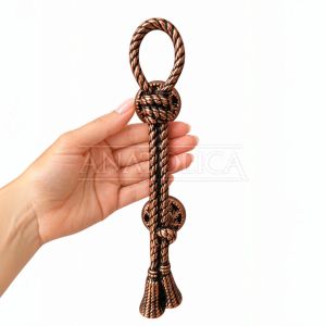 Anatolica Antique Brass Rope Door Pull Handle – Solid Brass Nautical Style Straight Bar Handle – Decorative Coastal Marine Entry Door Hardware