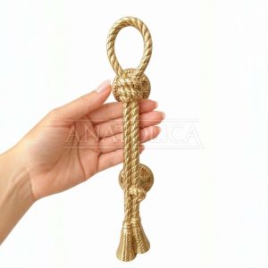 Anatolica Antique Brass Rope Door Pull Handle – Solid Brass Nautical Style Straight Bar Handle – Decorative Coastal Marine Entry Door Hardware