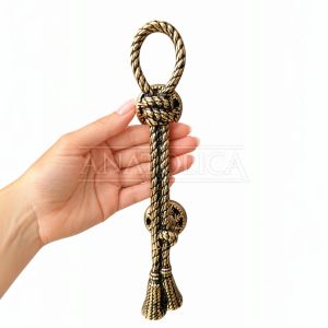 Anatolica Antique Brass Rope Door Pull Handle – Solid Brass Nautical Style Straight Bar Handle – Decorative Coastal Marine Entry Door Hardware