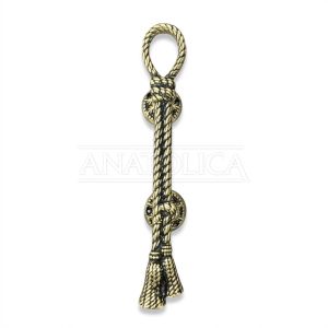 Anatolica Antique Brass Rope Door Pull Handle – Solid Brass Nautical Style Straight Bar Handle – Decorative Coastal Marine Entry Door Hardware