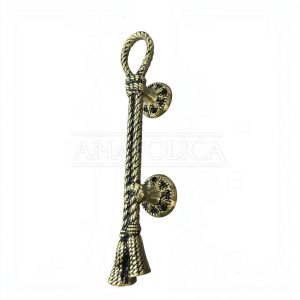 Anatolica Antique Brass Rope Door Pull Handle – Solid Brass Nautical Style Straight Bar Handle – Decorative Coastal Marine Entry Door Hardware