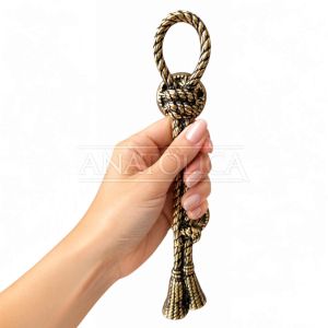 Anatolica Antique Brass Rope Door Pull Handle – Solid Brass Nautical Style Straight Bar Handle – Decorative Coastal Marine Entry Door Hardware